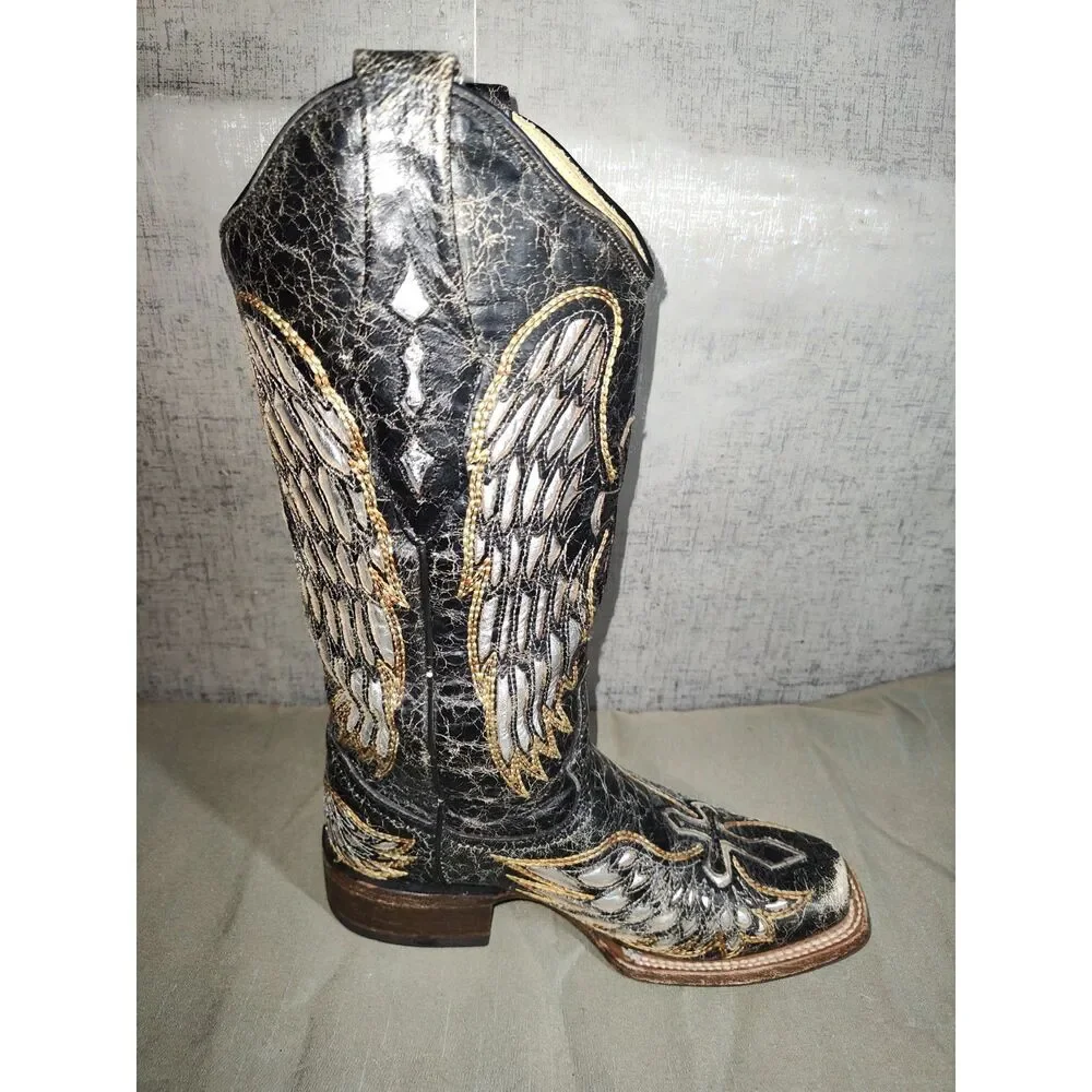 Corral Winged Cross Distressed Women's Western Boots Sz 6M
